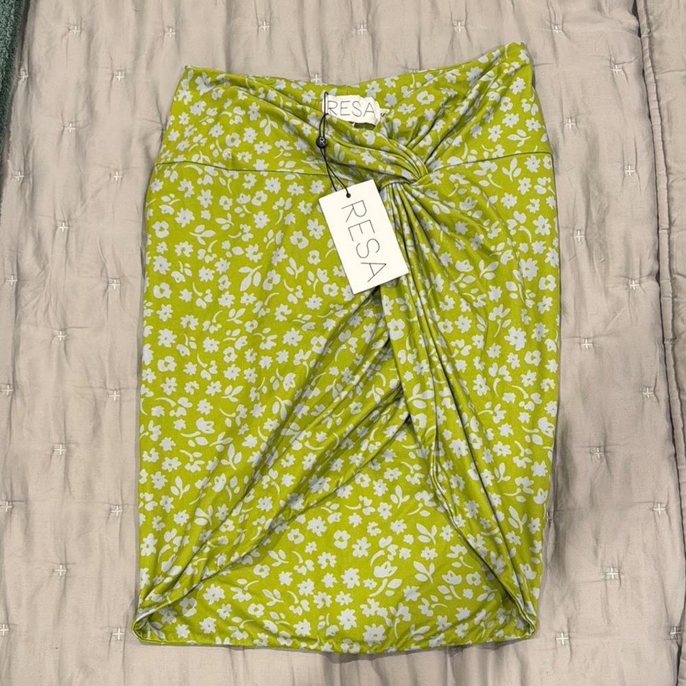 RESA Lime Green Floral Wrap Skirt